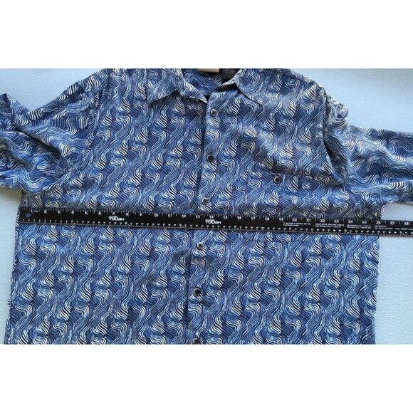 AXIST Men's 100% Silk Shirt Blue Button Up Short Sleeve Size XL - Picture 4 of 13